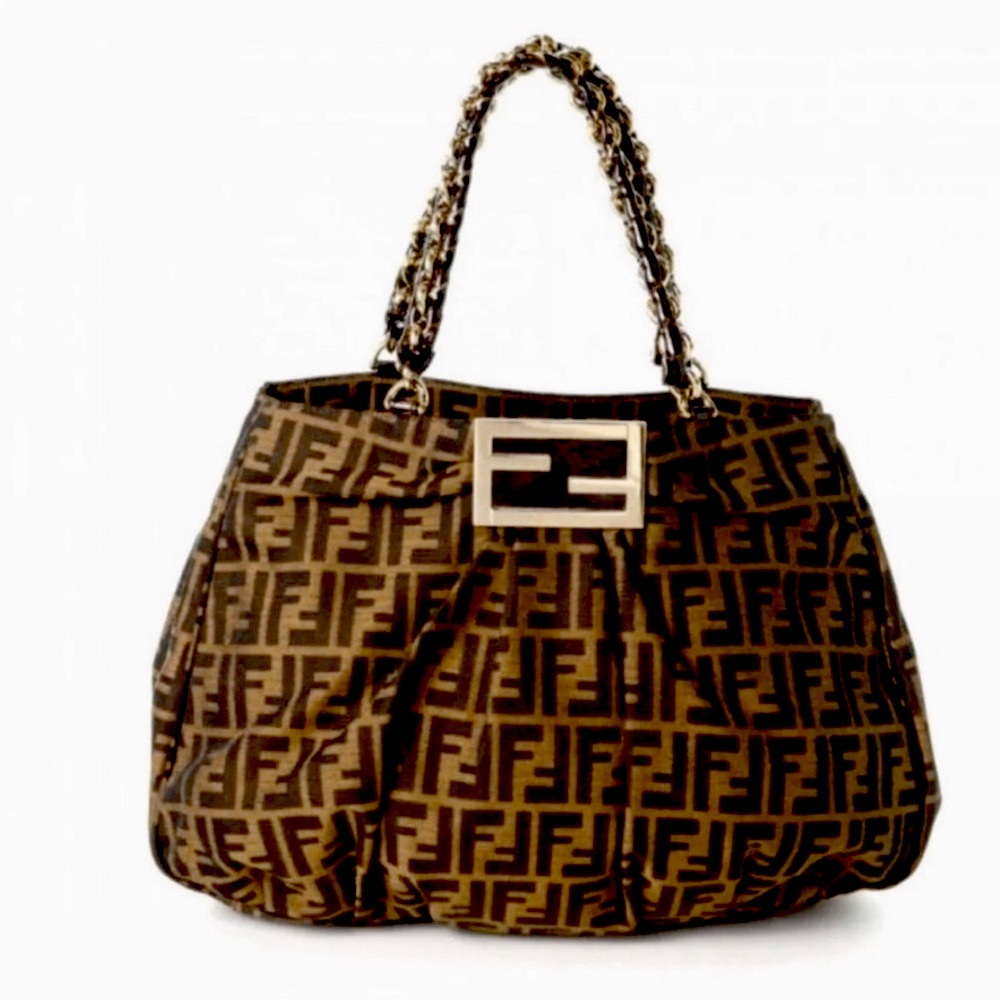 Fendi XL Canvas Zucca Print Mia Shoulder Bag Tobacco - Picture 6 of 13